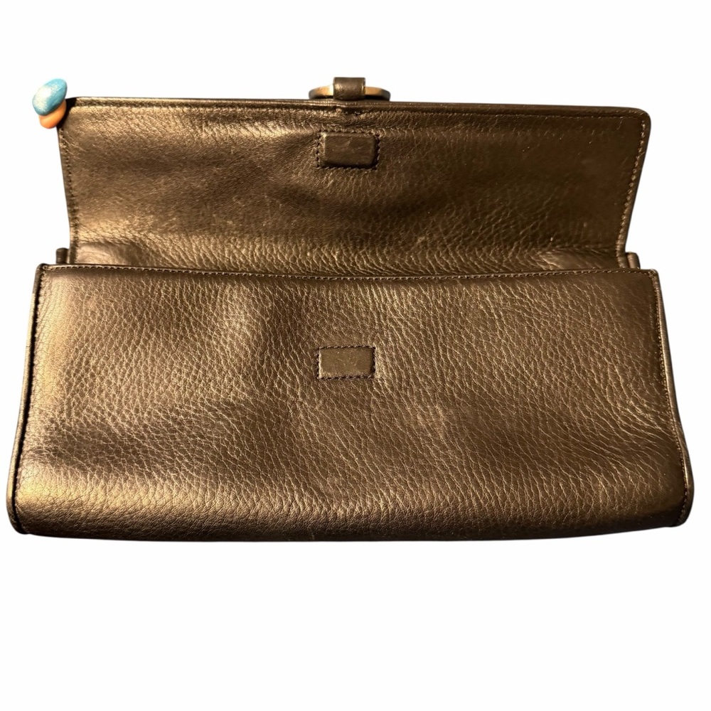 Ann Taylor Black Leather Clutch with Ring Accent - Picture 11 of 11